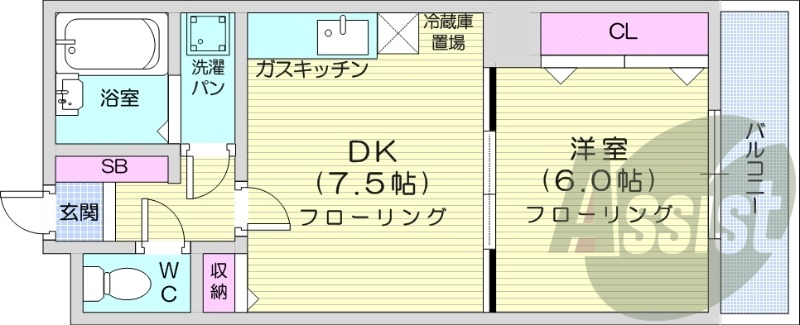1DK、角部屋、エアコン、オートロック、灯油暖房