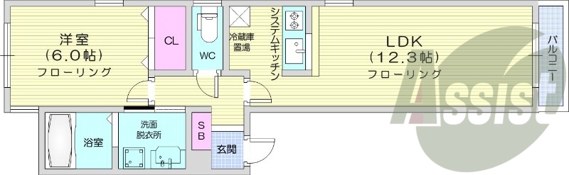 1LDK、ネット無料、角部屋、独立洗面台