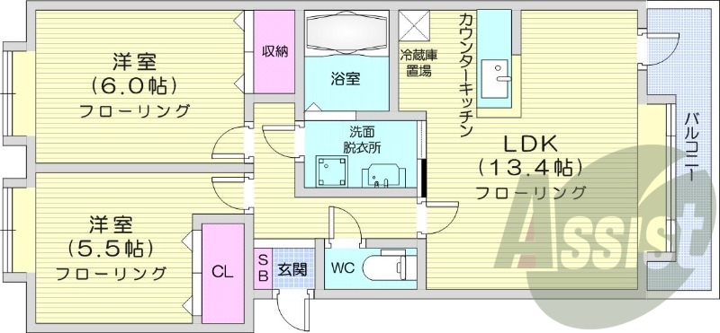 2LDK、灯油暖房、トランクルーム、温水洗浄便座