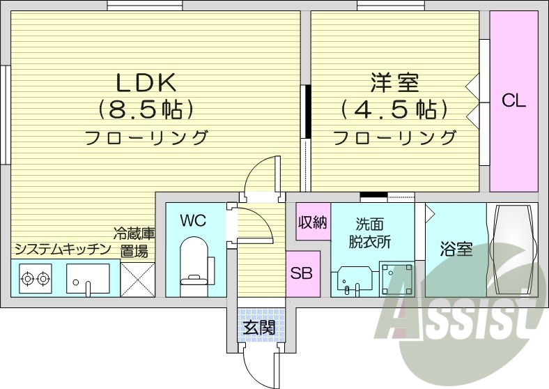 1LDK、エアコン、宅配ボックス、ネット無料