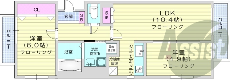 2LDK、オール電化、宅配ボックス、オートロック