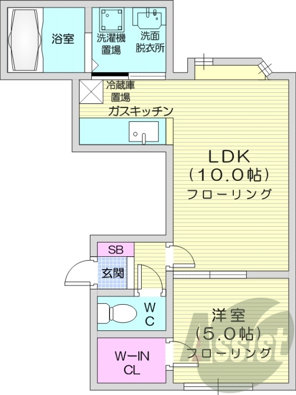 1LDK、独立洗面台、ガスキッチン、灯油暖房、