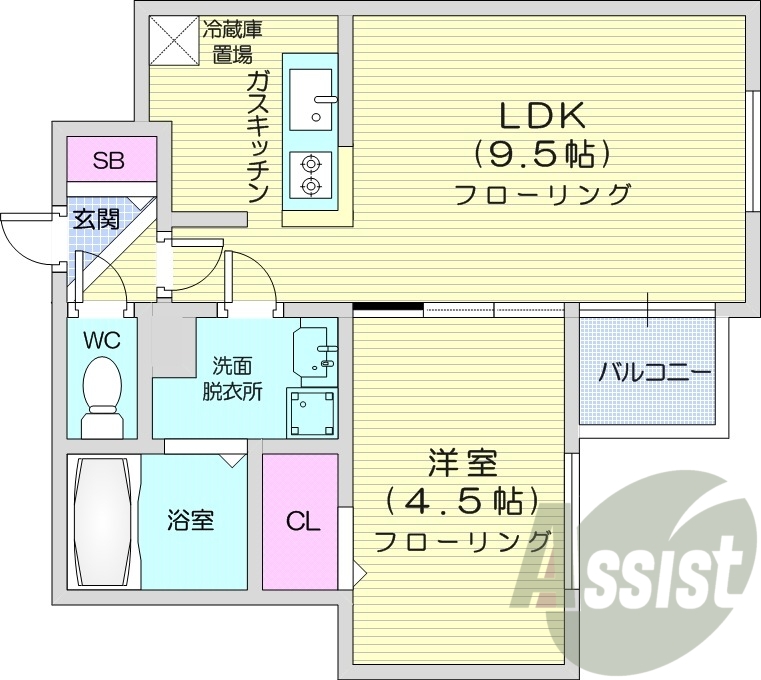 1LDK、オートロック、エアコン、エレベーター