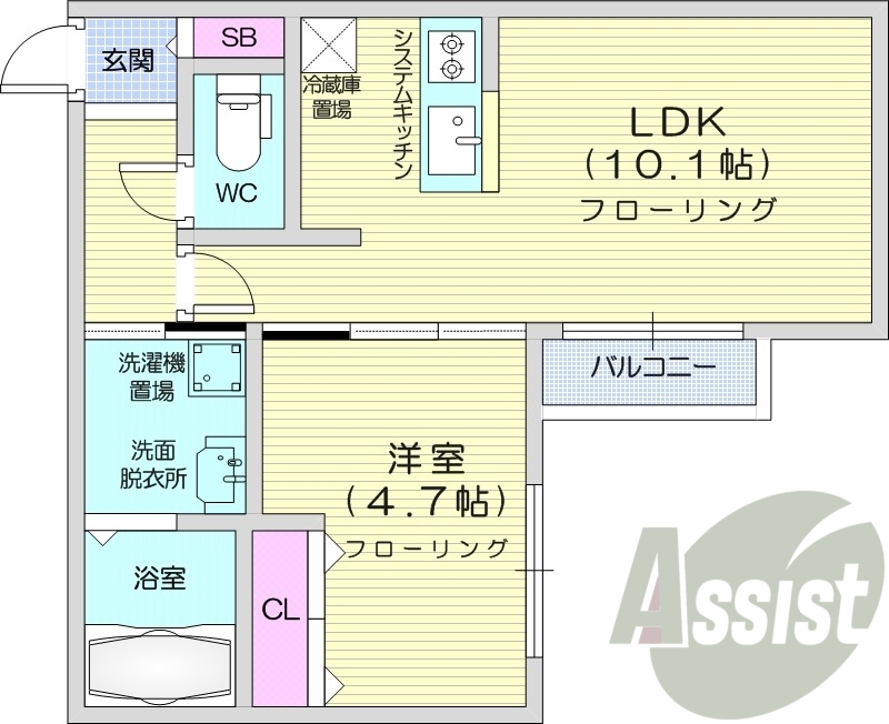 1LDK、宅配ボックス、オートロック、エアコン