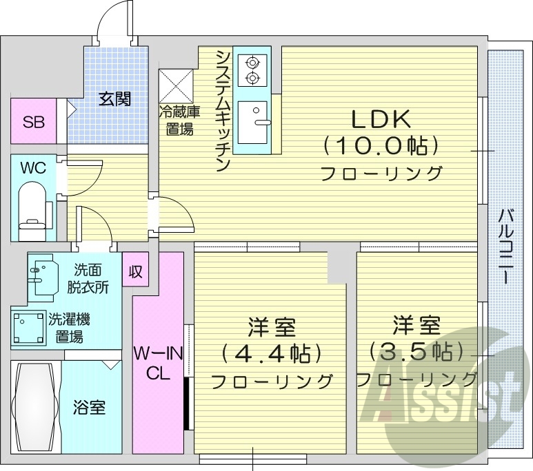 2LDK、エアコン、ガスリミット、シャワートイレ、ペット可