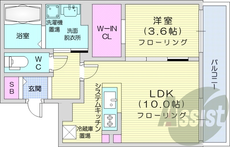 1LDK、エアコン、ガスリミット、シャワートイレ、ペット可