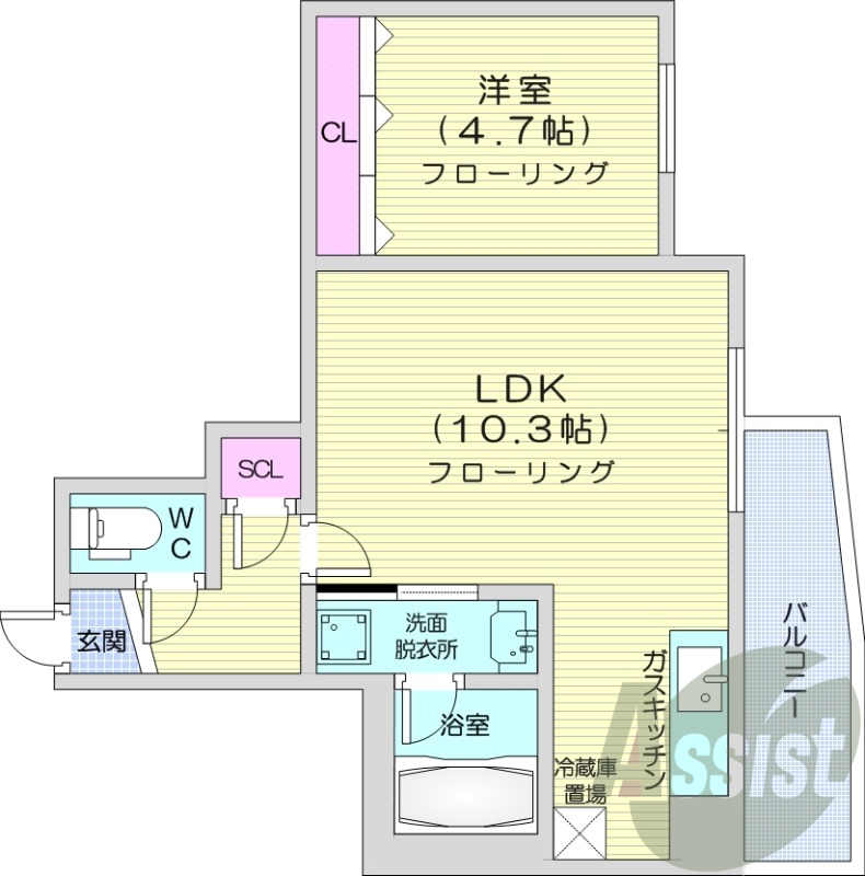 1LDK、エアコン、角部屋、ネット無料、宅配ボックス