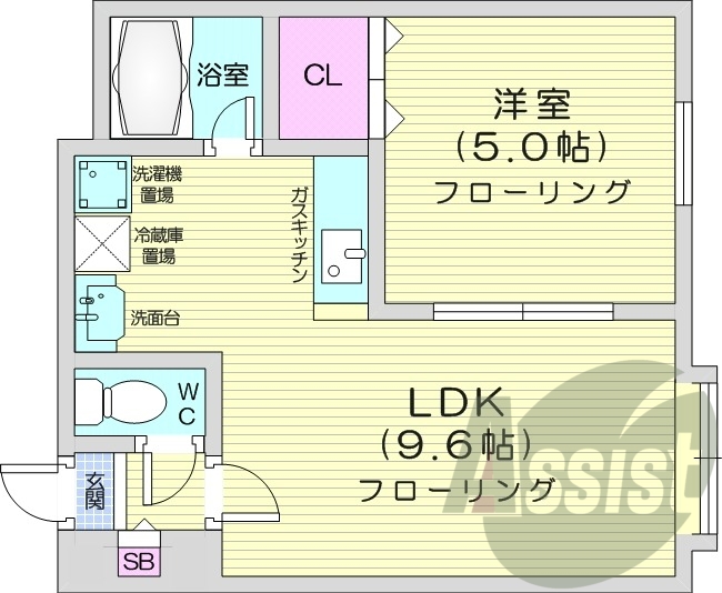 1LDK、収納、エアコン、ガス暖房、オートロック