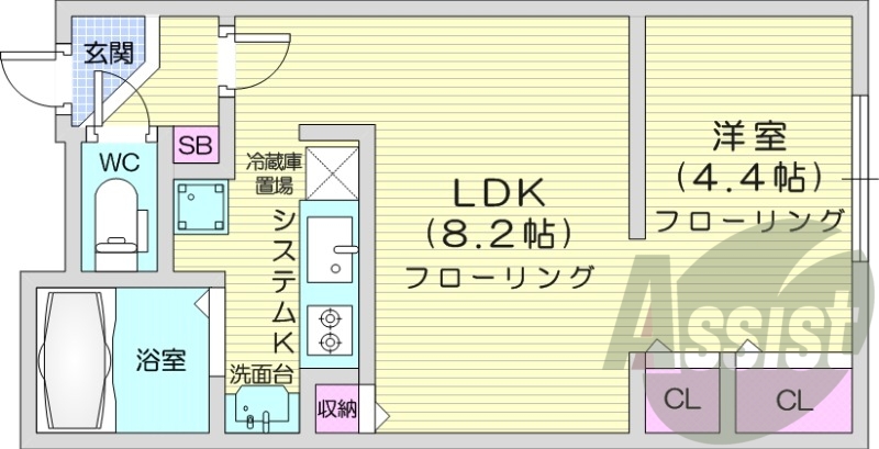 1LDK、オートロック、ロードヒーティング、灯油暖房