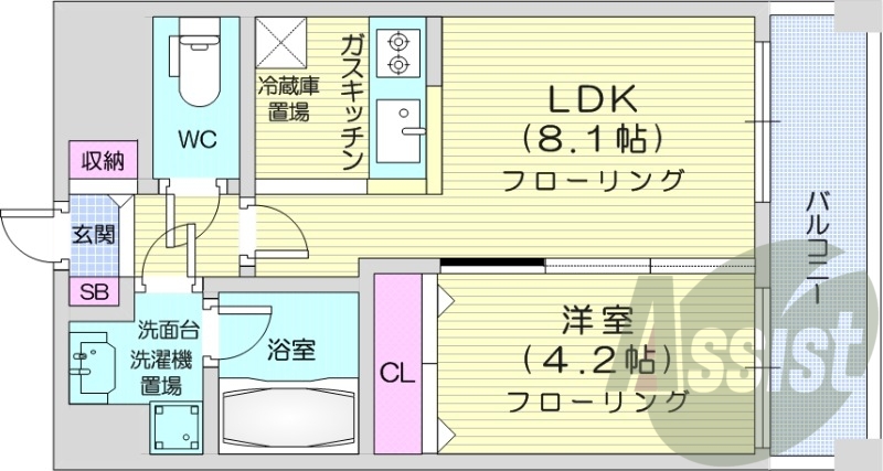 1LDK、追い焚き、ガスファンコンベクター、シャンドレ