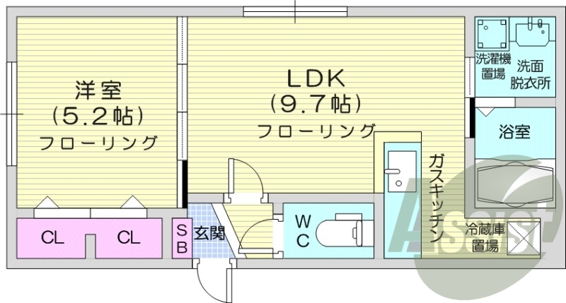 1LDK、エアコン、浴室乾燥機、ネット無料