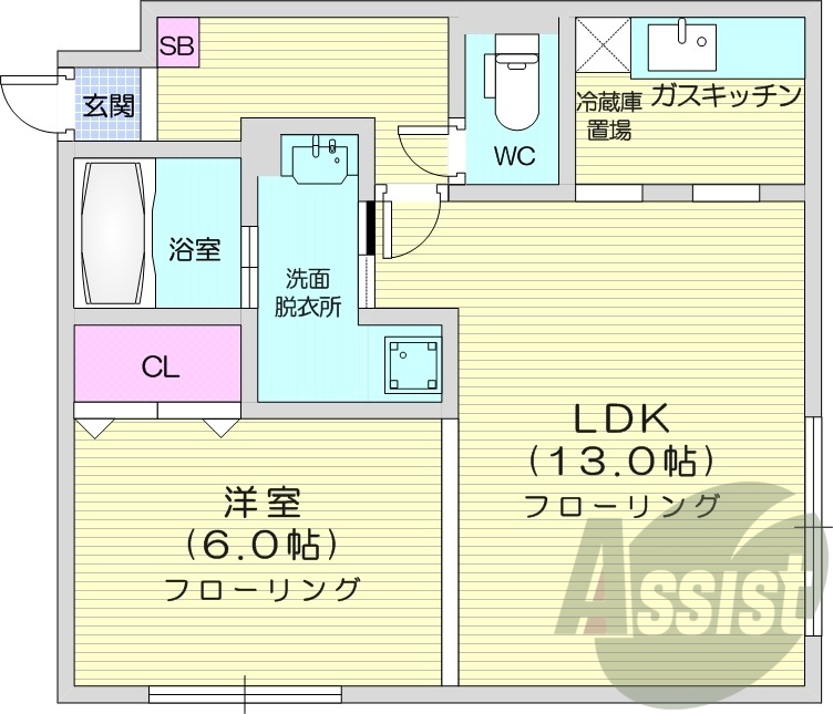 1LDK、モニターホン、角部屋、エアコン