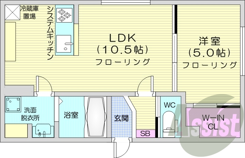 1LDK、エアコン、ペット可、システムキッチン