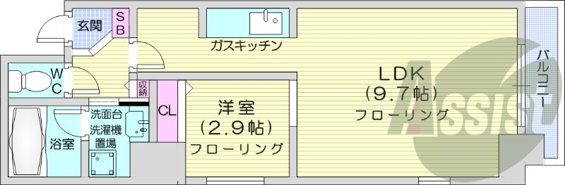 1LDK、エアコン、灯油暖房、オートロック