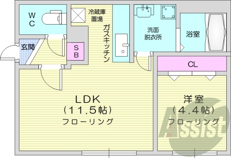 1LDK、エアコン、ウォークインクロゼット、ネット無料