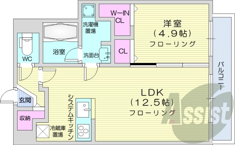 1LDK、都市ガス、エアコン、ネット無料、宅配BOX