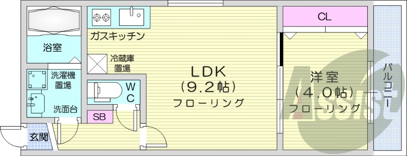 1LDK、ネット無料、エアコン、浴室乾燥、灯油暖房