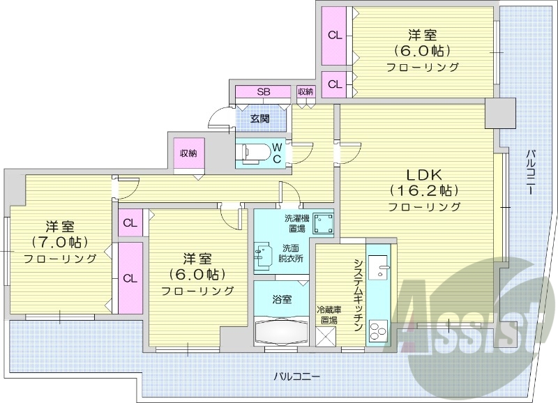 3LDK、エアコン、灯油暖房、追い焚き、オートロック