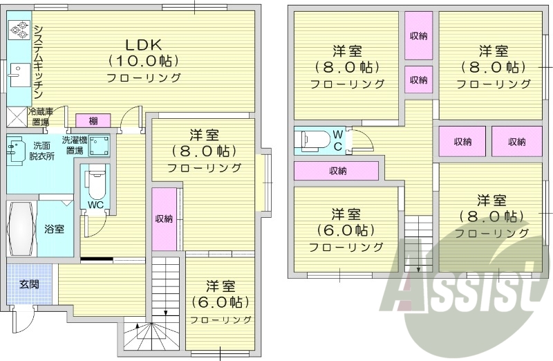 6LDK、システムキッチン、エアコン、灯油給湯、灯油暖房