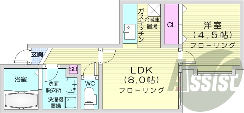 1LDK、モニタ付インターホン、角部屋、バス・トイレ別