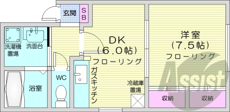1DK、インターネット無料、灯油FF暖房、バストイレ別