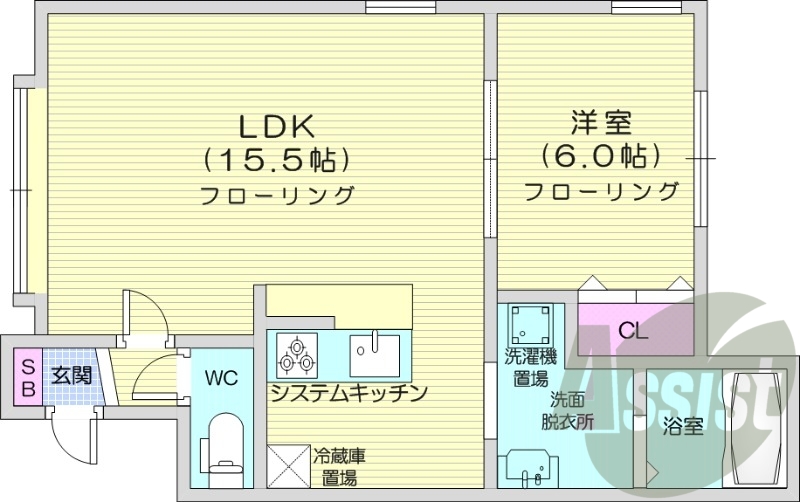 1LDK、エアコン、灯油暖房、トランクルーム