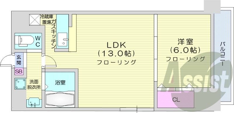 1LDK、エアコン、独立洗面台、灯油暖房