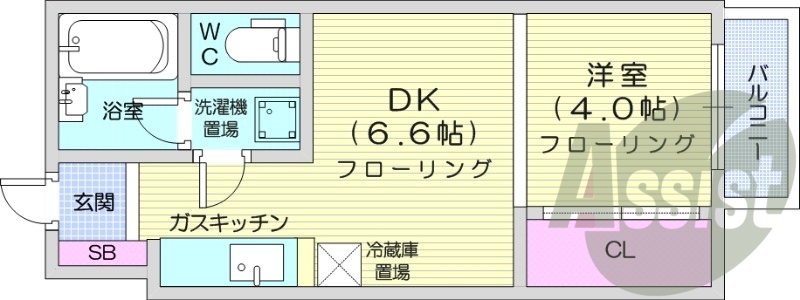 1DK、収納、バルコニー、洗面台、ネット使用料不要