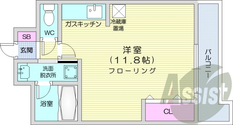 1R、エアコン、角部屋、ネット無料、灯油暖房