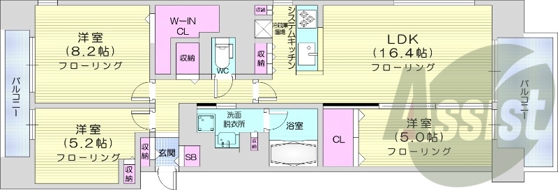 3LDK、分譲賃貸、エアコン、都市ガス