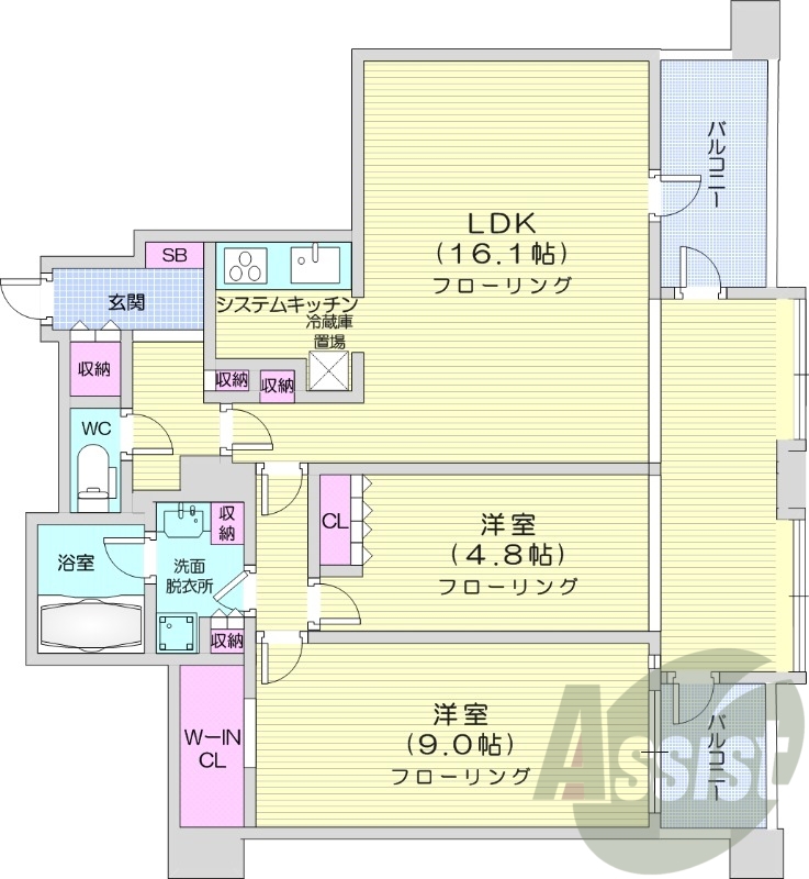 2LDK、都市ガス、ネット無料、エアコン、追い焚き機能