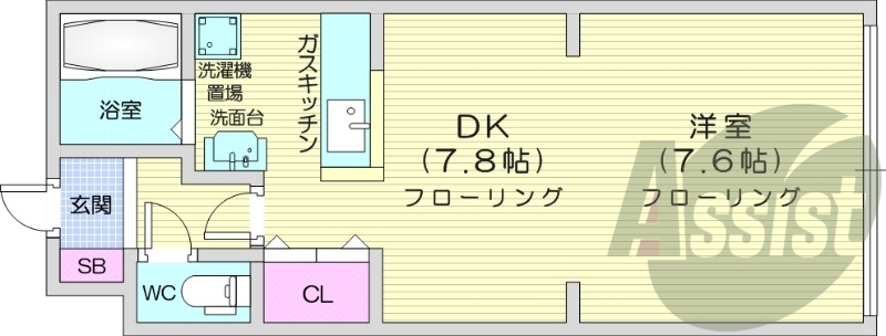1DK、灯油暖房、ネット使用料不要、シャンプードレッサー