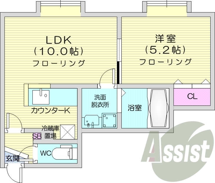 1LDK、灯油暖房、エアコン、カメラ付きインターホン