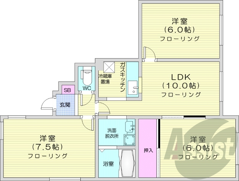 3LDK、灯油暖房、トランクルーム、温水洗浄便座