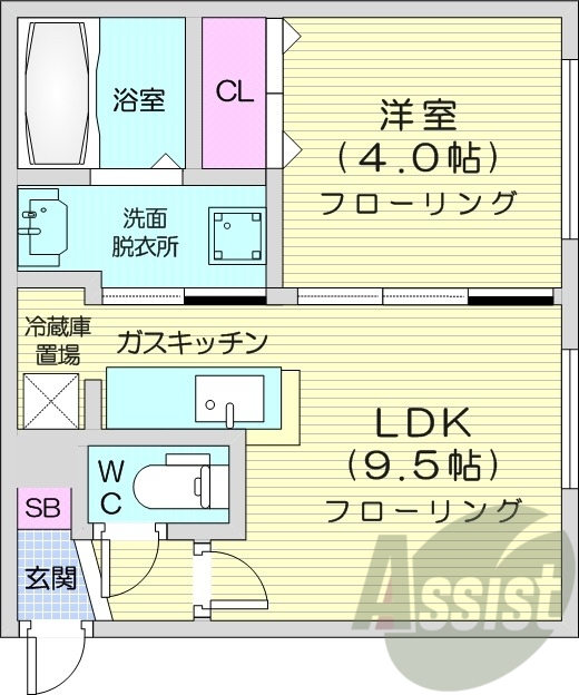 1LDK、エアコン、都市ガス、ネット無料