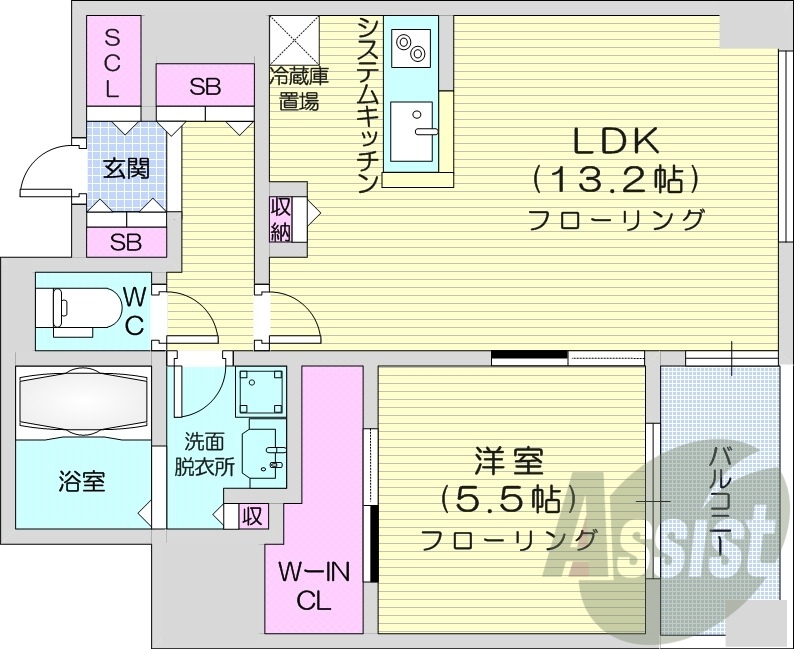 1LDK、都市ガス、浴室乾燥、追い焚き、エアコン