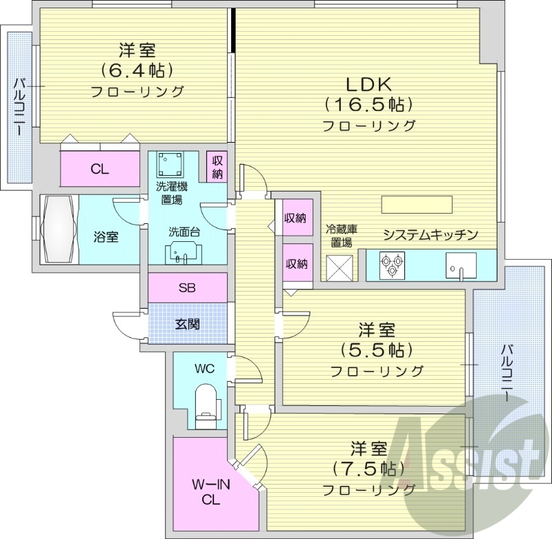 都市ガス、システムキッチン、浴室乾燥機、食洗器