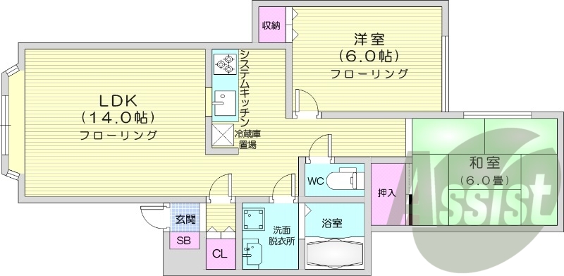 2LDK、灯油暖房、インターネット使用料不要