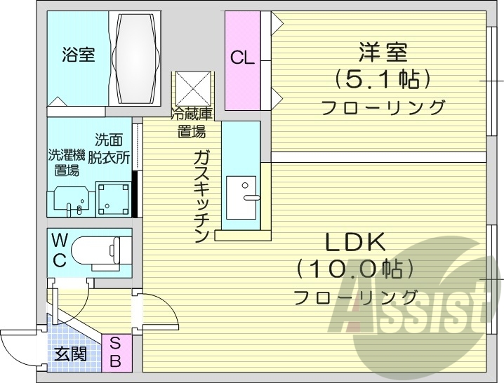 1LDK、エアコン、オートロック、灯油暖房