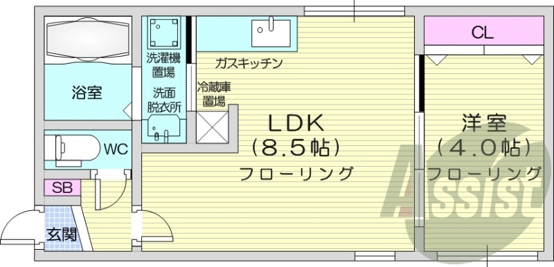 1LDK、エアコン、浴室乾燥機、ネッ無料