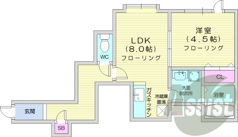 1LDK、シャンプードレッサー、モニタ付インターホン