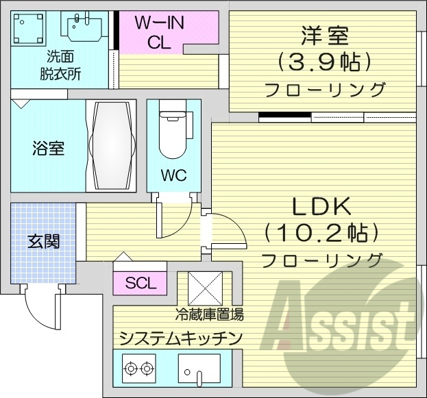 1LDK、浴室乾燥機、エアコン、インターネット無料