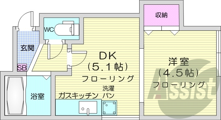 1DK、シューズボックス、灯油ストーブ、ウォシュレット