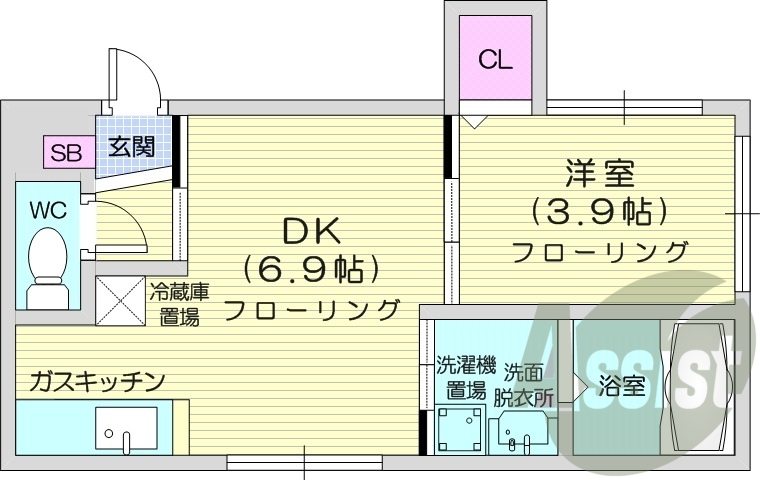 1DK、女性限定、エアコン、オートロック、灯油暖房
