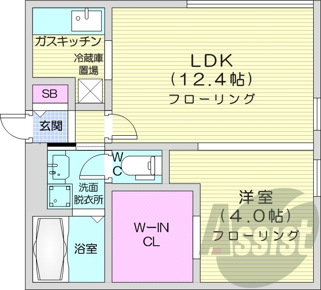 1LDK、浴室乾燥機、オートロック、バストイレ別