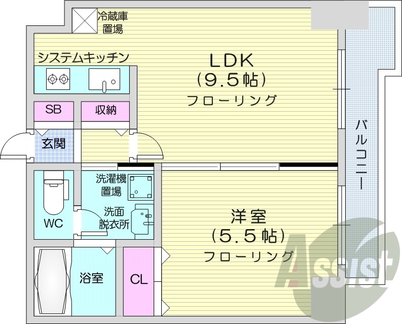 1LDK、エアコン、灯油暖房、オートロック、