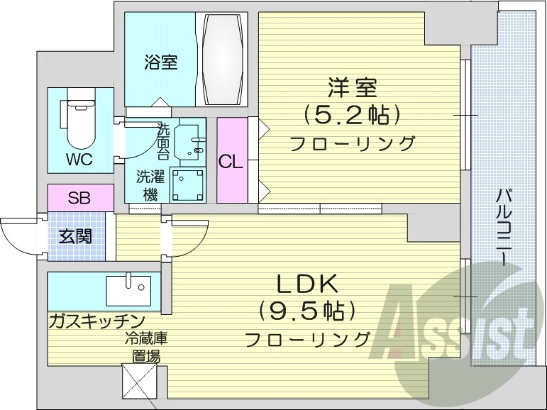 1LDK、ネット無料、シャンプードレッサー、灯油FF暖房