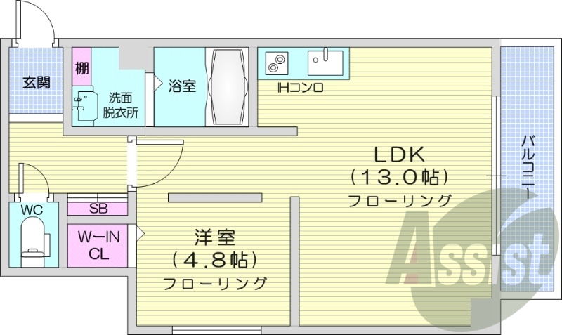 1LDK、インターネット無料、オートロック