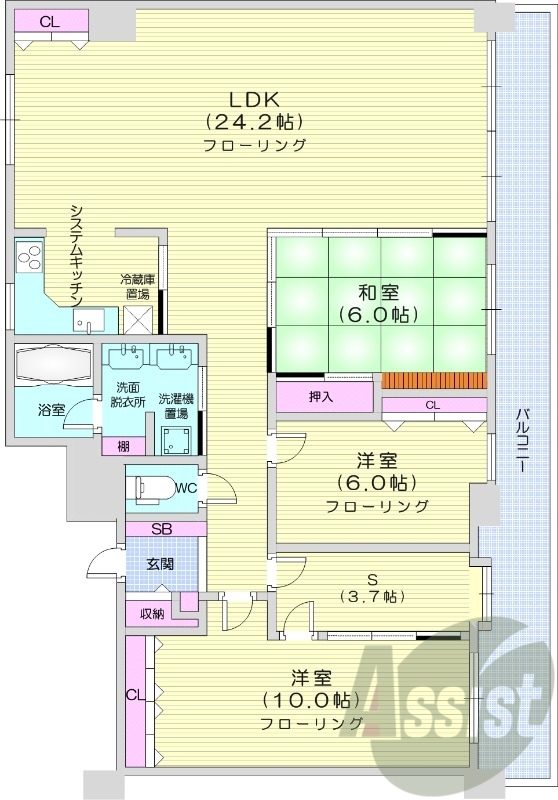 3LDKS、オートロック、ペット可、ネット無料