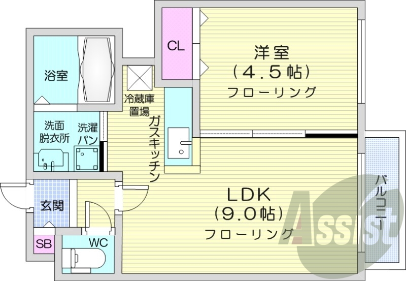 1LDK、オートロック、角部屋、モニターホン、灯油FF暖房
